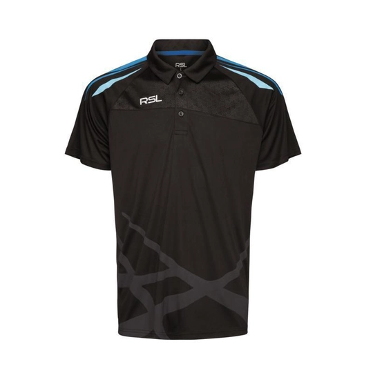 RSL Golf gyerek tollaslabda / squash galléros póló (fekete)